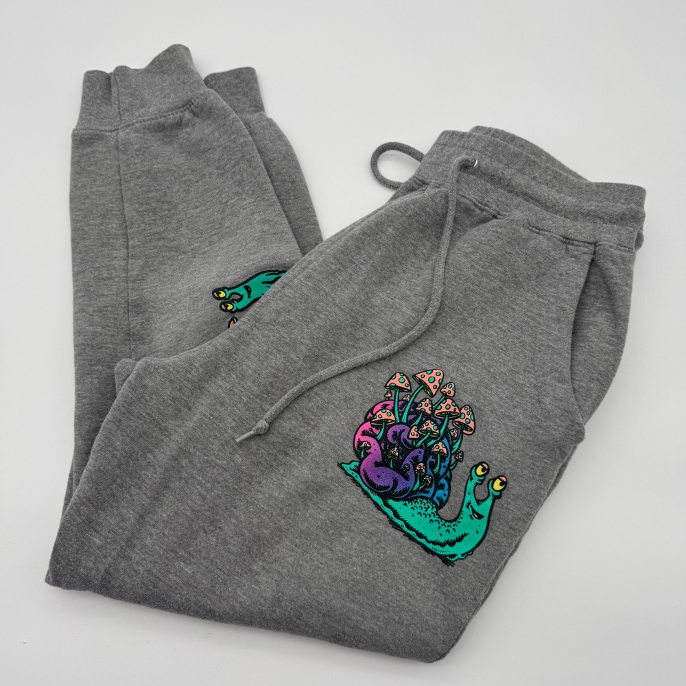 A-Lab Zumiez Mens Heather Grey Snail Mushroom Graphic Jogger Sweatpants Size M